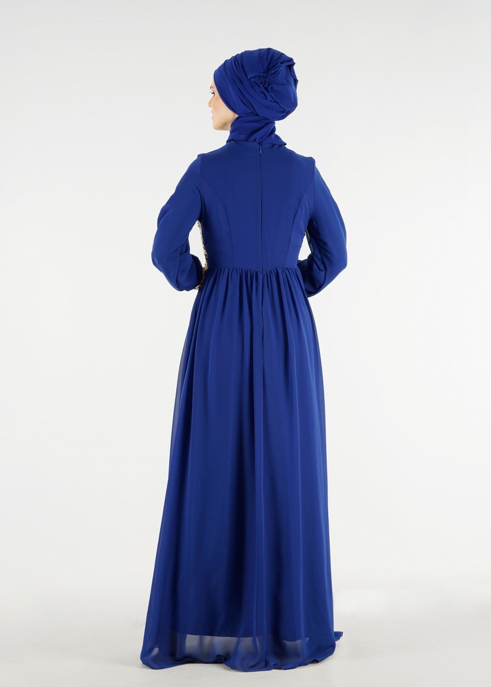 Vêtements hijab BLEU MARINE T 48525 Fy Collection-Pul İşlemeli Abiye Elbise