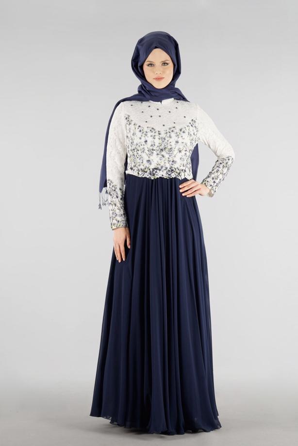 Vêtements hijab  T 51741 Moda Perfect-Dantel Detaylı Elbise - TRENDTESETTÜR