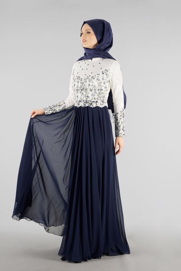 Vêtements hijab  T 51741 Moda Perfect-Dantel Detaylı Elbise - TRENDTESETTÜR