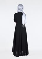 Tesettür giyim SİYAH T 55525 Fy Collection-İşleme Detaylı Tesettür Abiye Elbise