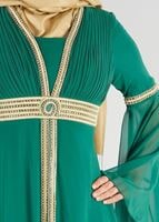Tesettür giyim YEŞİL T 59041 Moda Perfect-Hürrem Abiye Elbise