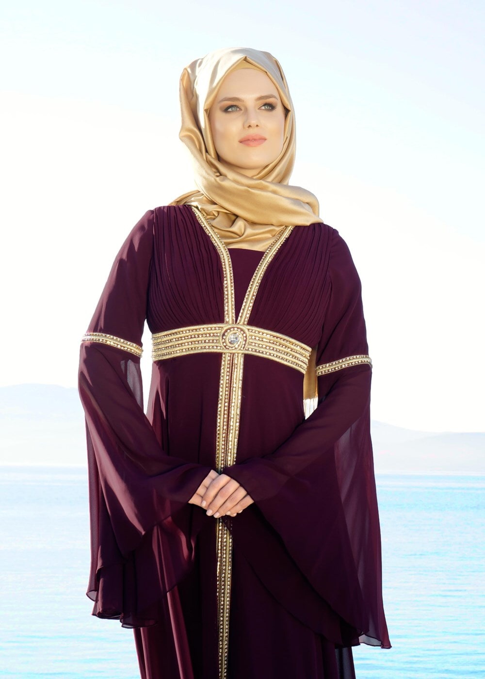 Vêtements hijab PRUNE T 59041 Moda Perfect-Hürrem Abiye Elbise
