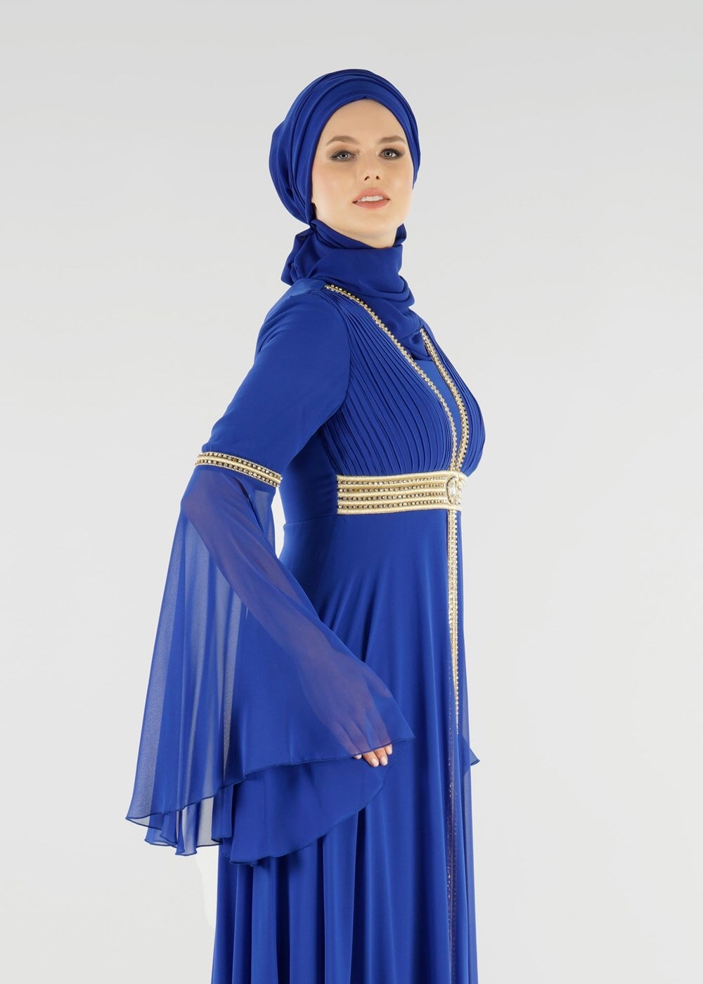 Hijab clothing NAVY BLUE T 59041 Moda Perfect-Hürrem Abiye Elbise