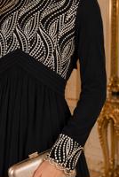 Hijab-Kleidung SCHWARZ ABENDKLEID MIT STICKDETAILS T 66525