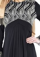 Vêtements hijab NOIR T 66525 Fy Collection-İşleme Detaylı Tesettür Abiye Elbise