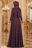 Hijab-Kleidung PFLAUME ABENDKLEID MIT STICKDETAILS T 66525