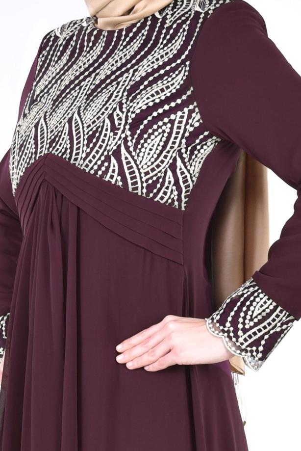 Vêtements hijab  T 66525 Fy Collection-İşleme Detaylı Tesettür Abiye Elbise - TRENDTESETTÜR