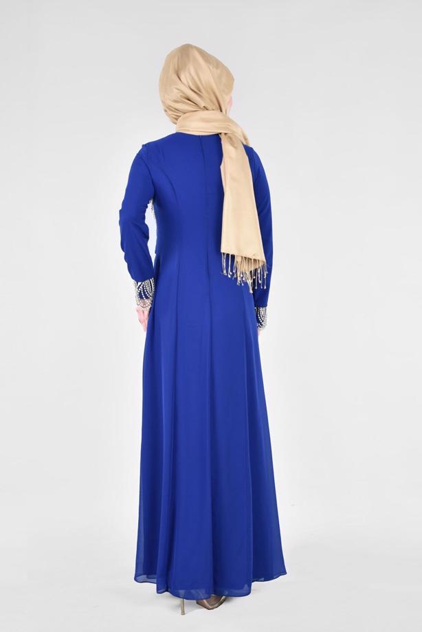 Vêtements hijab  T 66525 Fy Collection-İşleme Detaylı Tesettür Abiye Elbise - TRENDTESETTÜR