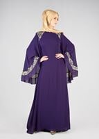 Vêtements hijab POURPRE T 69525 Fy Collection-Pelerin Detaylı Abiye Elbise