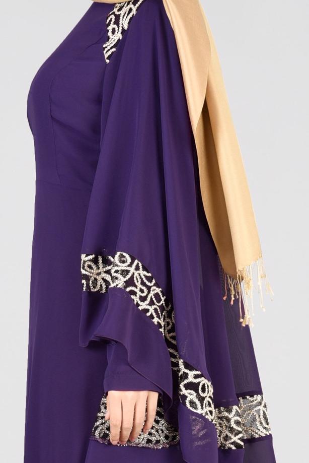 Vêtements hijab  T 69525 Fy Collection-Pelerin Detaylı Abiye Elbise - TRENDTESETTÜR