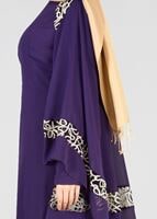 Vêtements hijab POURPRE T 69525 Fy Collection-Pelerin Detaylı Abiye Elbise