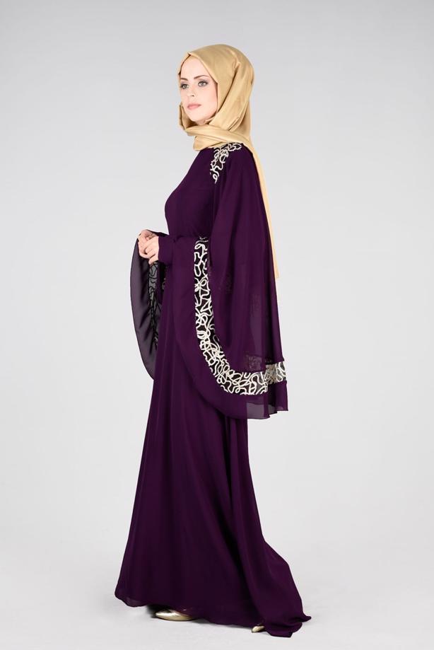 Tesettür giyim  T 69525 Fy Collection-Pelerin Detaylı Abiye Elbise - TRENDTESETTÜR