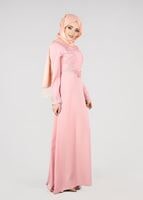 Hijab clothing POWDER T 87525 Fy Collection-Güpür Detaylı Abiye Elbise