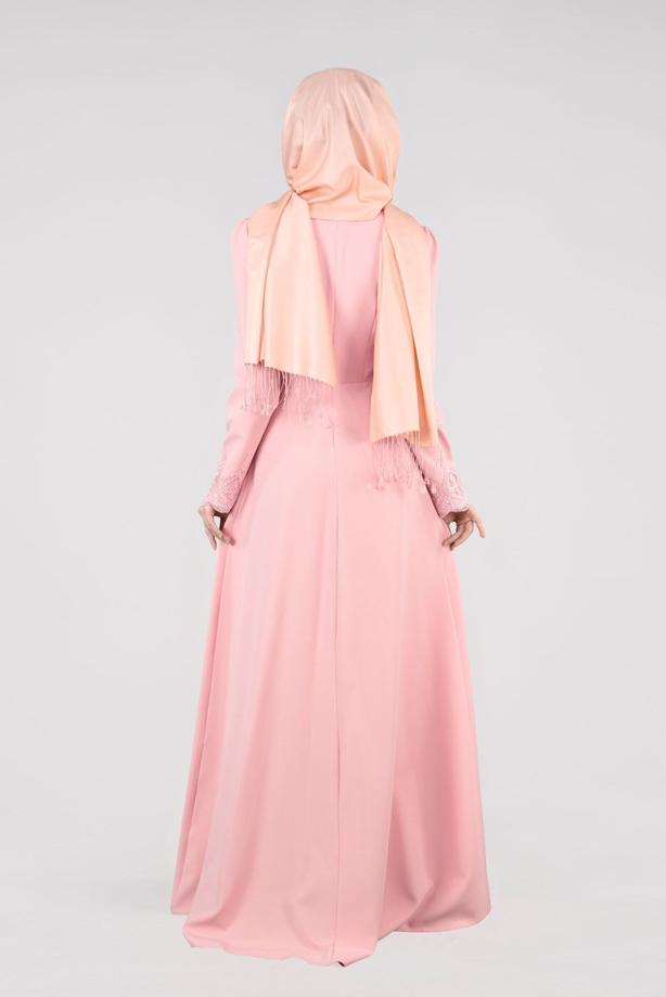 Vêtements hijab  T 87525 Fy Collection-Güpür Detaylı Abiye Elbise - TRENDTESETTÜR