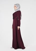 Tesettür giyim MÜRDÜM T 87525 Fy Collection-Güpür Detaylı Abiye Elbise