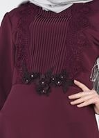 Tesettür giyim MÜRDÜM T 87525 Fy Collection-Güpür Detaylı Abiye Elbise