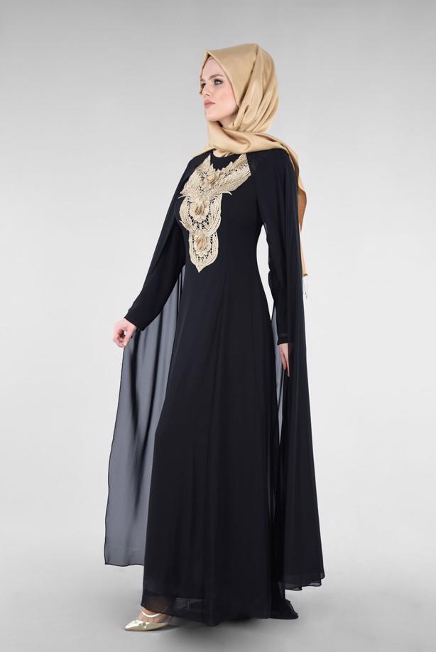 Vêtements hijab  T 96525 Fy Collection-Pelerinli Abiye Elbise - TRENDTESETTÜR