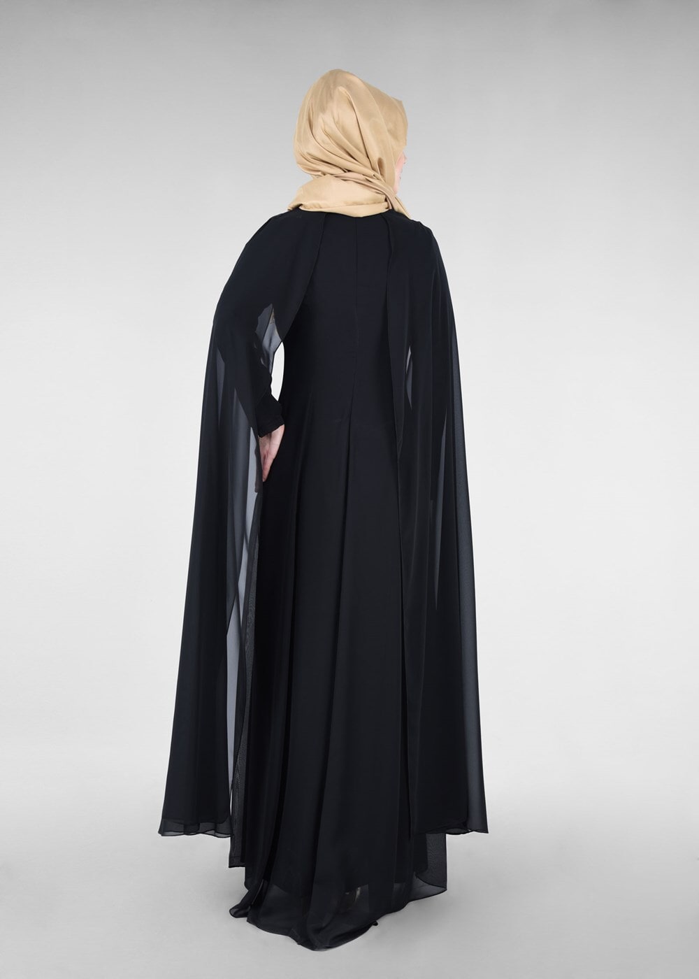 Vêtements hijab NOIR T 96525 Fy Collection-Pelerinli Abiye Elbise