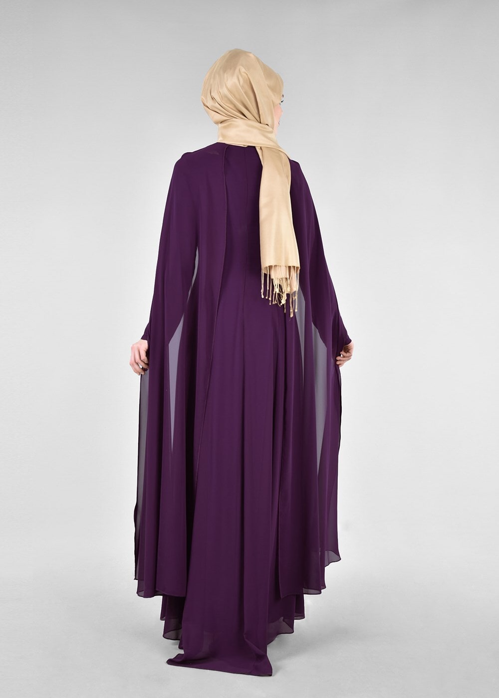 Vêtements hijab POURPRE T 96525 Fy Collection-Pelerinli Abiye Elbise