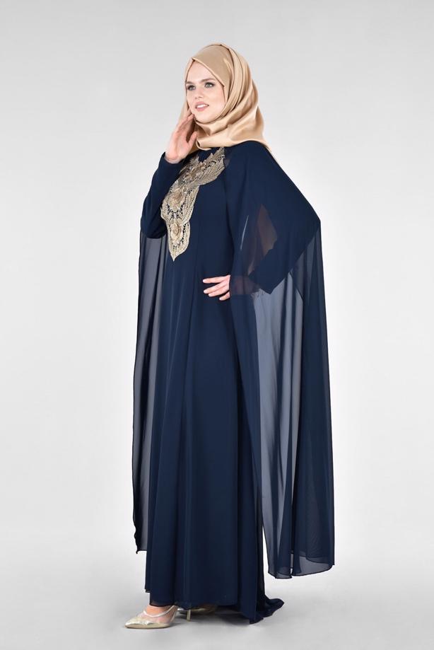 Vêtements hijab  T 96525 Fy Collection-Pelerinli Abiye Elbise - TRENDTESETTÜR