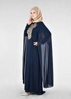 Tesettür giyim LACİVERT T 96525 Fy Collection-Pelerinli Abiye Elbise