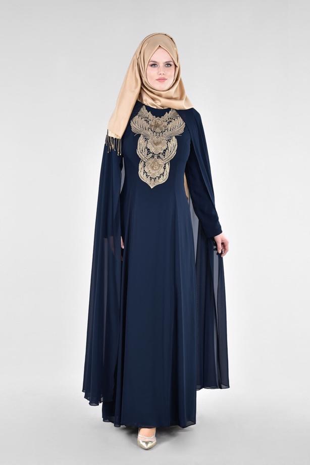 Vêtements hijab  T 96525 Fy Collection-Pelerinli Abiye Elbise - TRENDTESETTÜR