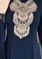 Tesettür giyim LACİVERT T 96525 Fy Collection-Pelerinli Abiye Elbise