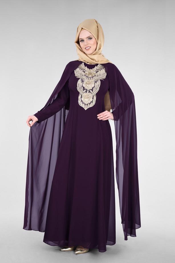 Vêtements hijab  T 96525 Fy Collection-Pelerinli Abiye Elbise - TRENDTESETTÜR