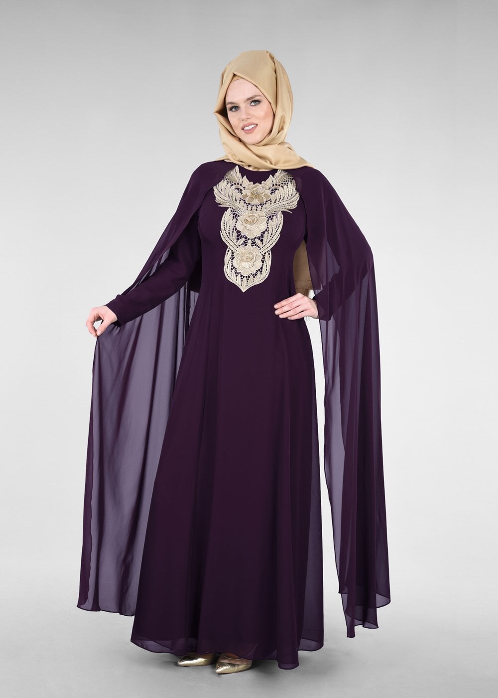 Vêtements hijab PRUNE T 96525 Fy Collection-Pelerinli Abiye Elbise
