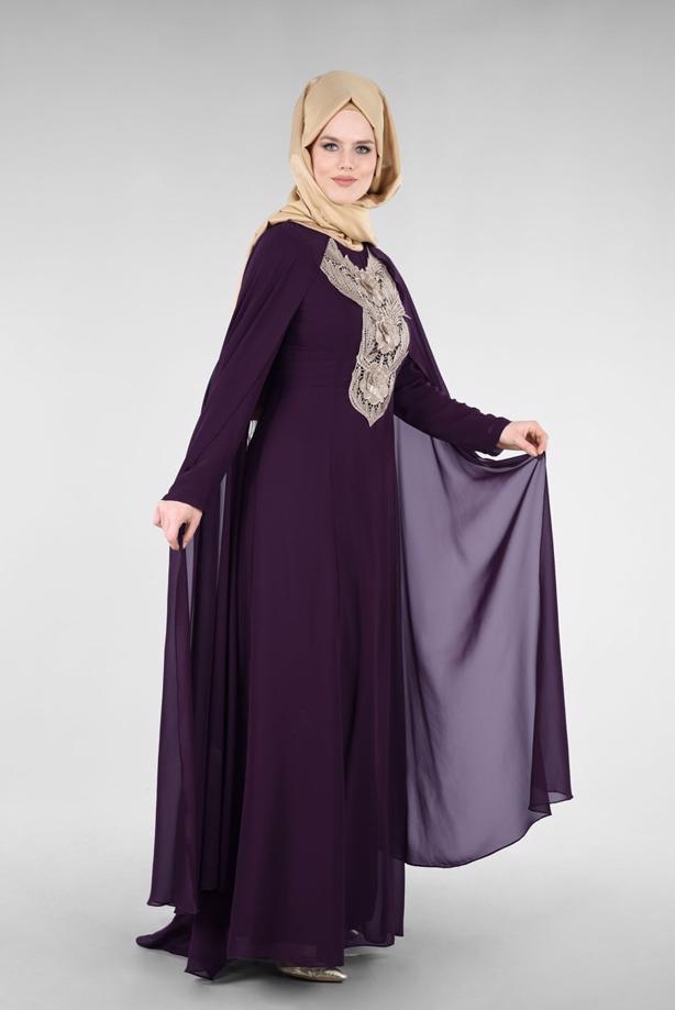 Vêtements hijab  T 96525 Fy Collection-Pelerinli Abiye Elbise - TRENDTESETTÜR