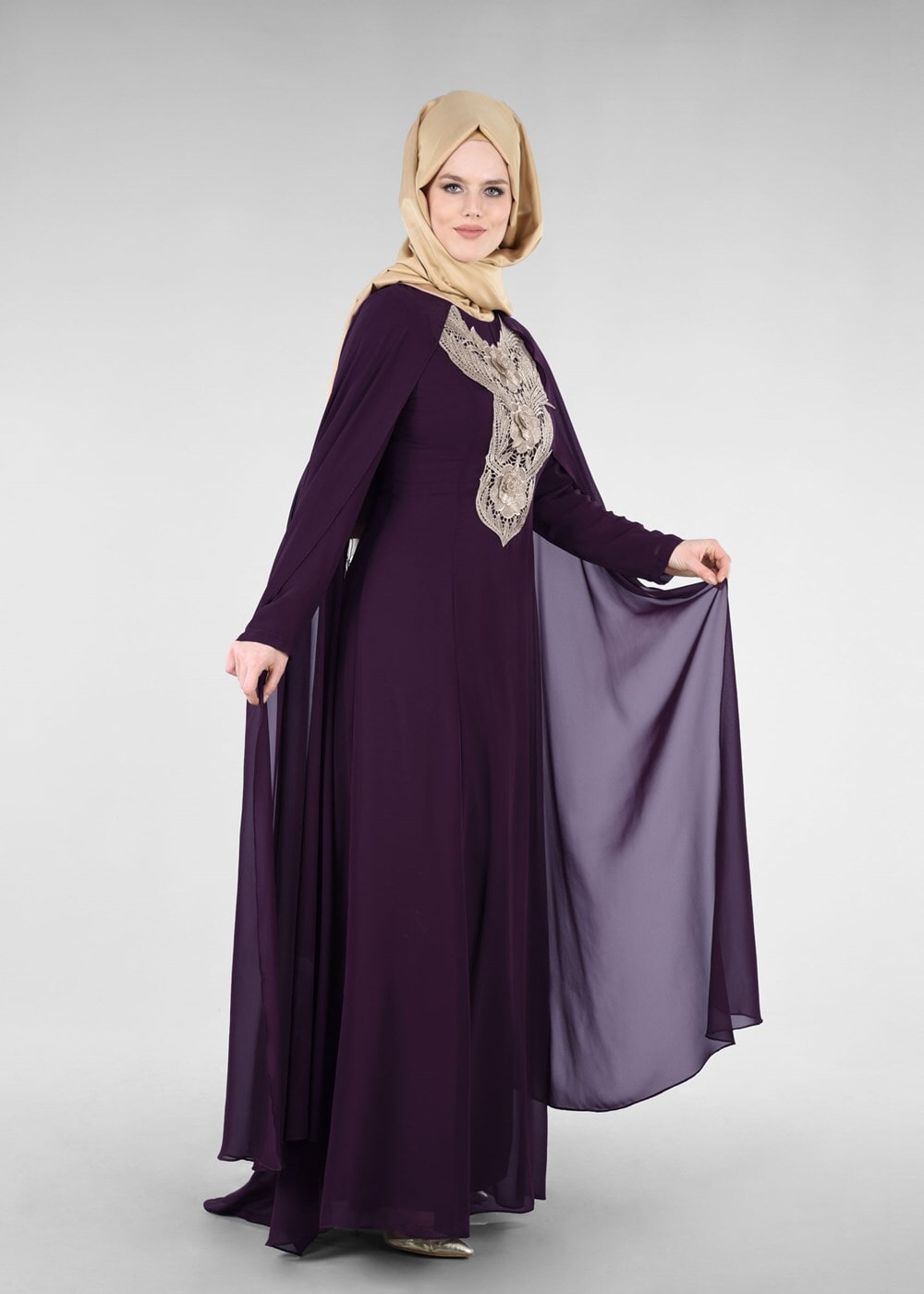 Vêtements hijab PRUNE T 96525 Fy Collection-Pelerinli Abiye Elbise