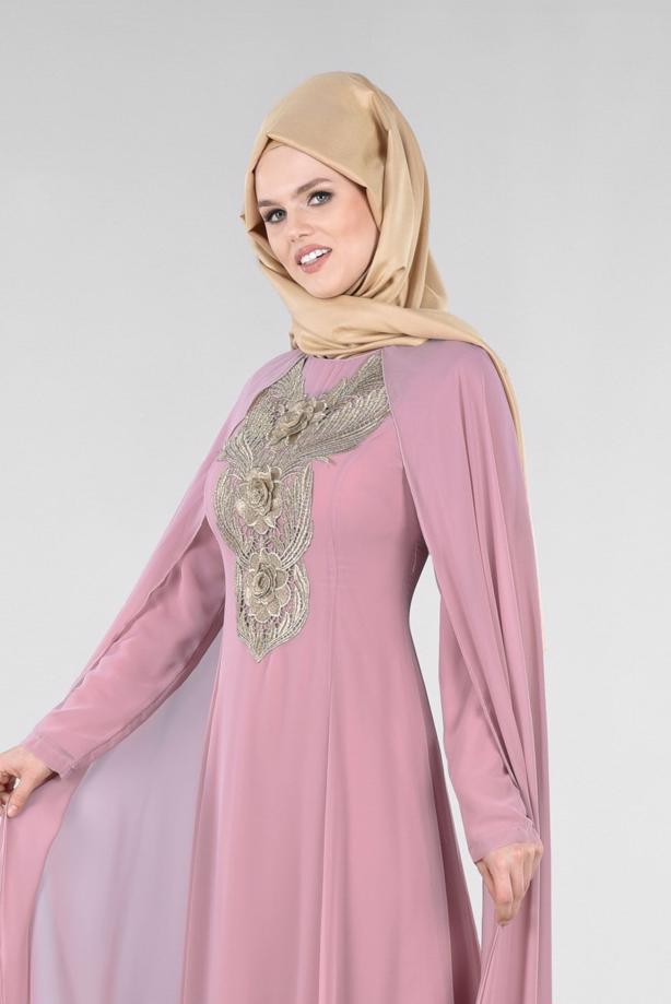 Vêtements hijab  T 96525 Fy Collection-Pelerinli Abiye Elbise - TRENDTESETTÜR
