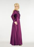 Tesettür giyim MÜRDÜM FİYONK DETAYLI KOLYELİ ABİYE ELBİSE 2519 