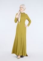 Tesettür giyim YEŞİL TAŞ VE SİM DETAYLI ABİYE ELBİSE 5182 