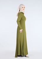 Tesettür giyim YEŞİL TAŞ VE SİM DETAYLI ABİYE ELBİSE 5182 