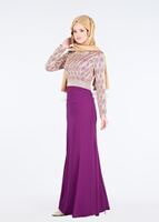 Tesettür giyim FUŞYA YAKASI AKSESUARLI ABİYE ELBİSE 5211