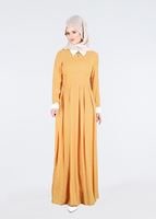 Tesettür giyim TURUNCU JAKAR KUMAŞ ABİYE ELBİSE 5237