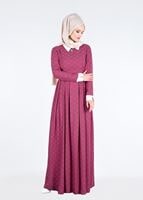 Tesettür giyim FUŞYA JAKAR KUMAŞ ABİYE ELBİSE 5237