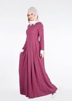 Tesettür giyim FUŞYA JAKAR KUMAŞ ABİYE ELBİSE 5237