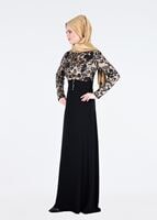 Hijab clothing BLACK T 5241 Virona Gracia Tesettür 1730 Abiye-Alv Fashion