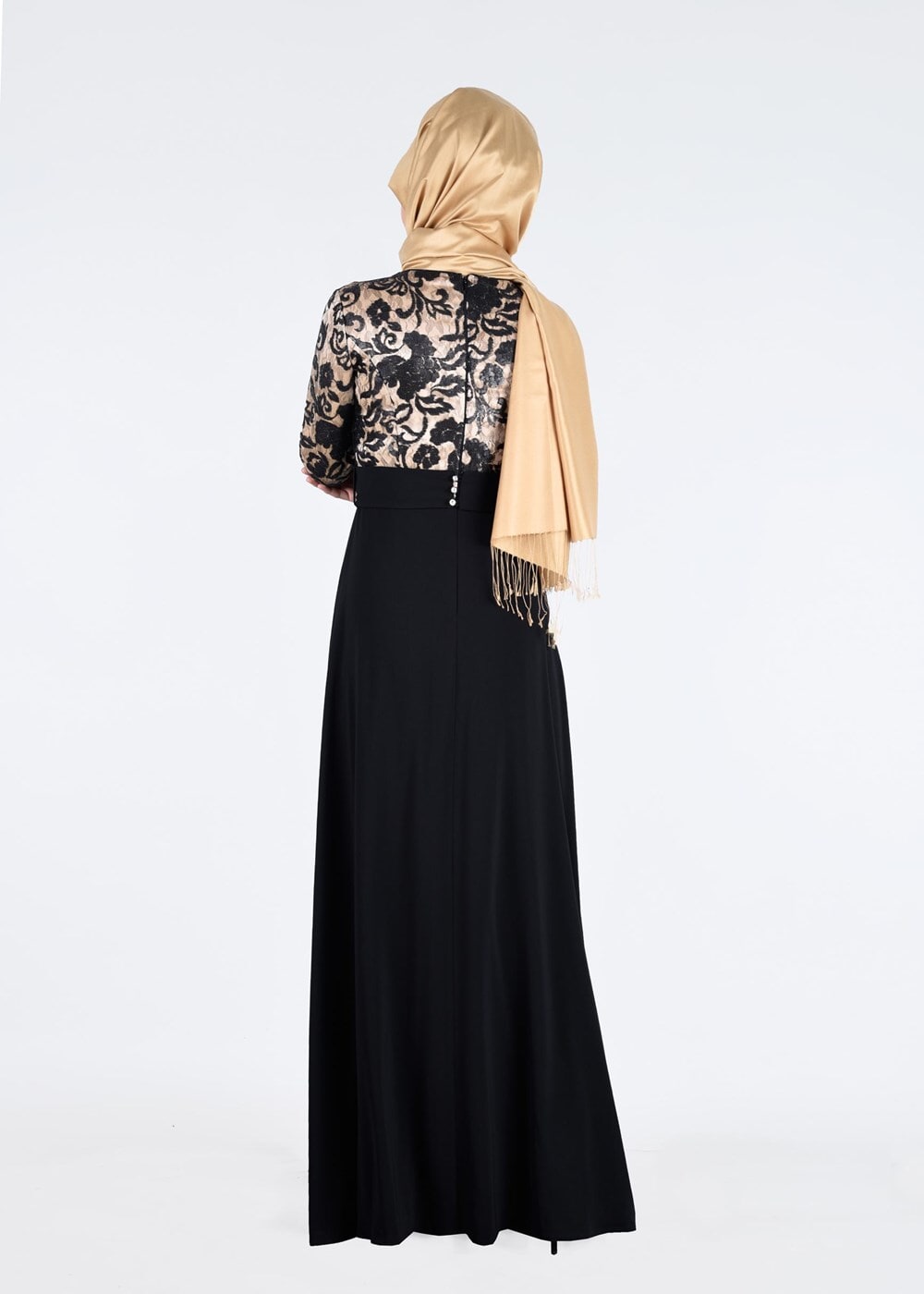 Hijab clothing BLACK T 5241 Virona Gracia Tesettür 1730 Abiye-Alv Fashion