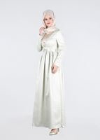 Tesettür giyim YEŞİL JAKAR KUMAŞ FİYONKLU ABİYE ELBİSE 5246 