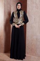 Tesettür giyim SİYAH ALVİNA ŞİFON ABİYE ELBİSE T 5277
