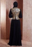 Tesettür giyim SİYAH ALVİNA ŞİFON ABİYE ELBİSE T 5277