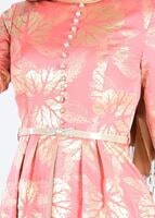 Tesettür giyim MERCAN KEMERLİ ÖNÜ DÜĞMELİ ABİYE ELBİSE 5284