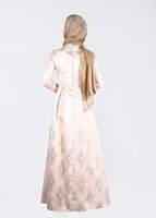 Tesettür giyim PUDRA İŞLEME DETAYLI JAKAR KUMAŞ ABİYE ELBİSE 5290 