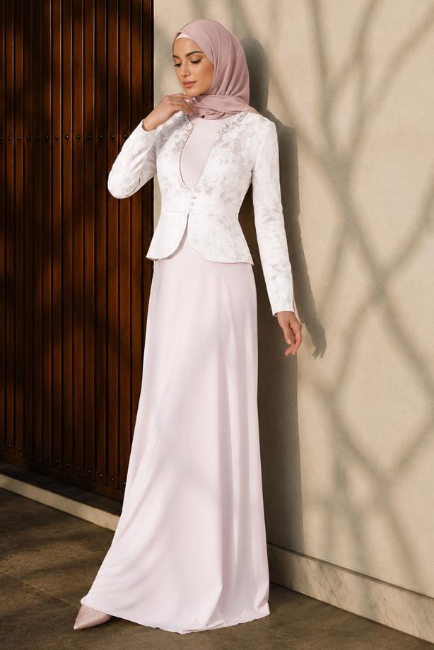Hijab-Kleidung  JACQUARD ABENDKLEID T 5292 - TRENDTESETTÜR