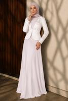 Hijab-Kleidung BEIGE JACQUARD ABENDKLEID T 5292