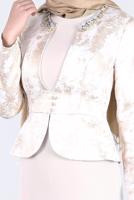 Hijab-Kleidung BEIGE JACQUARD ABENDKLEID T 5292