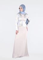 Tesettür giyim MAVİ JAKAR KUMAŞ TAŞ DETAYLI ABİYE ELBİSE 5292